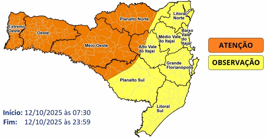 Frente fria e ciclone colocam SC em alerta de perigo para tempestades