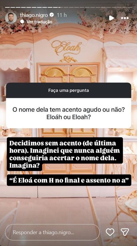 Thiago Nigro revela mudana no nome da filha - ReproduoInstagram thiagonigro 