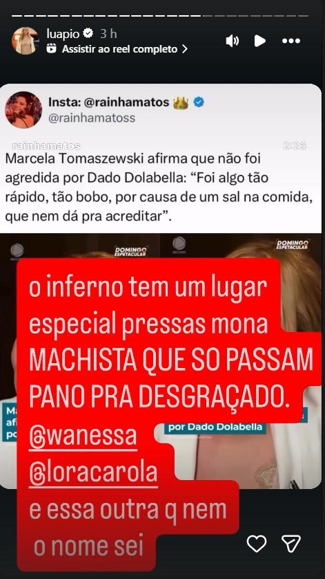 Luana Piovani comenta declarao da namorada de Dado Dolabella - ReproduoInstagram luapio 