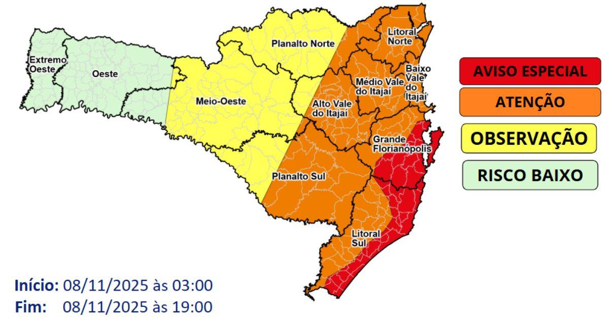 Defesa Civil monitora efeitos do ciclone em SC Foto Defesa civilDivulgaoND Mais