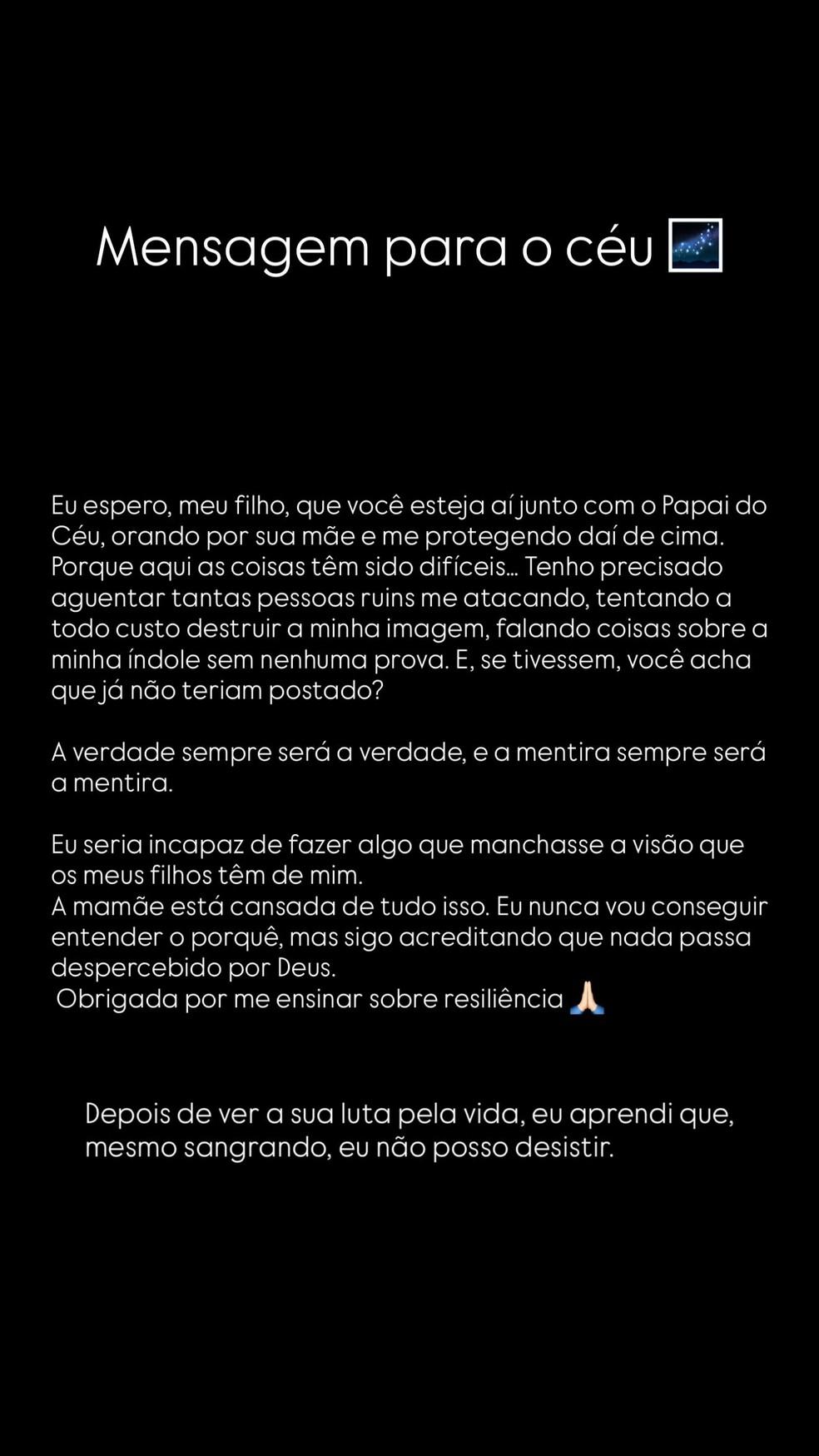 Recm-separada de Z Vaqueiro Ingra escreve carta pro filho que morreu aos 11 meses Foto ReproduoInstagram