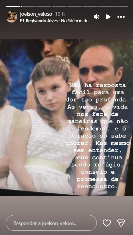 Pai de Isabel Veloso desabafa sobre o luto - Foto ReproduoInstagram joelson_veloso