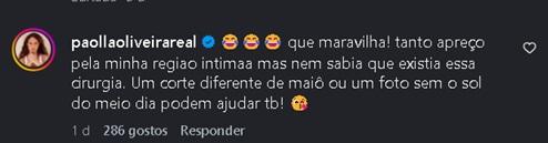 Comentrio de Paolla Oliveira Foto ReproduoInstagram