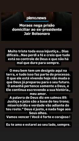 Story de Michelle Bolsonaro - ReproduoInstagram