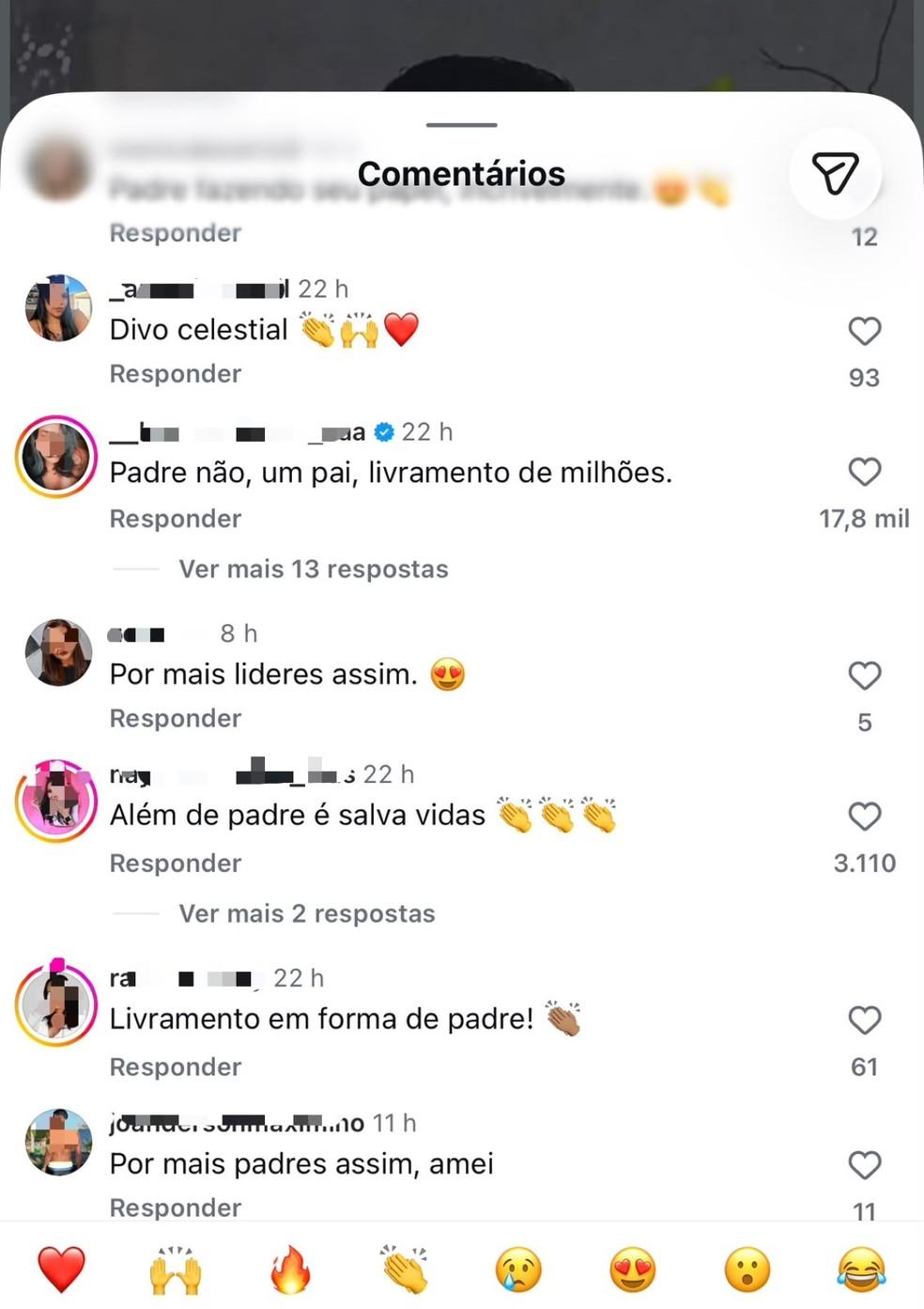 Fiis comentam atitude de padre durante missa em Divinpolis Foto ReproduoInstagram