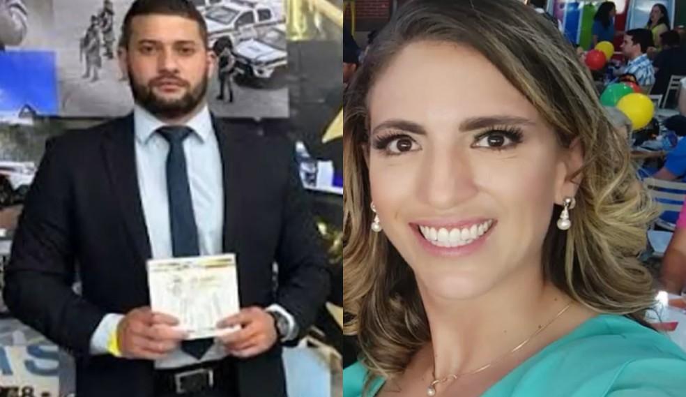 Montagem mostra fotos do suspeito o sargento Eduardo Abner e da capit da PMMG Michele Leo encontrada morta Foto ReproduoRedes Sociais