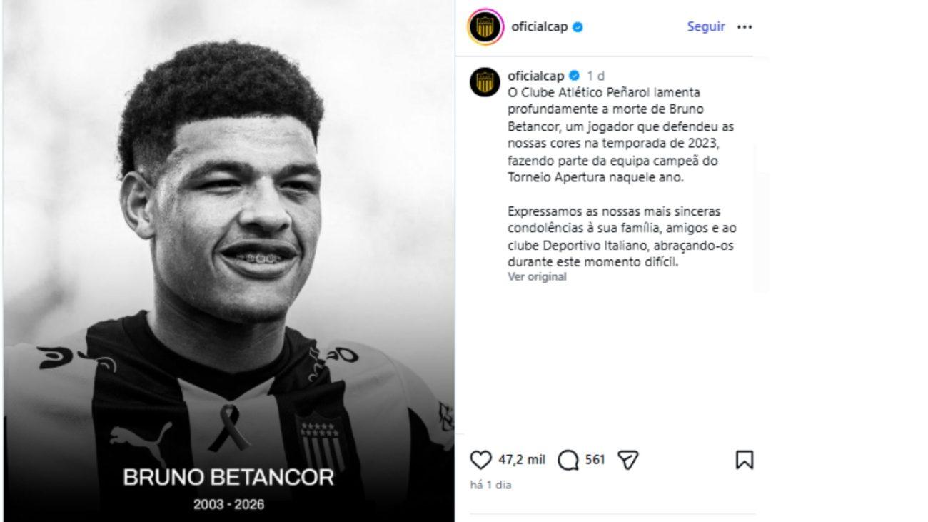 Pearol lamentou morte de Bruno BetancorFoto InstagramReproduoND Mais
